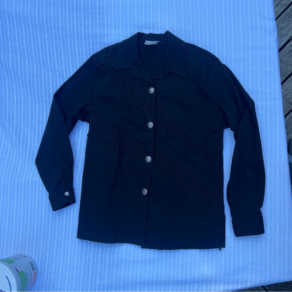 Saint Germain Paris Black Jacket Long sleeve Size Medium Made in USA Vintage